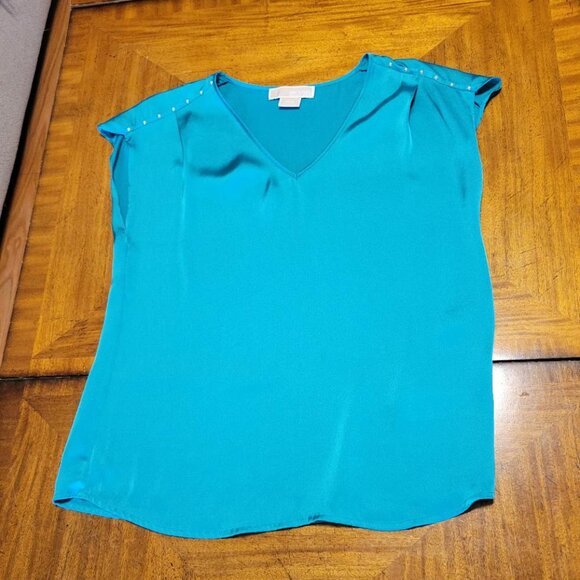 MICHAEL Michael Kors Teal Satin Blouse - Picture 2 of 9
